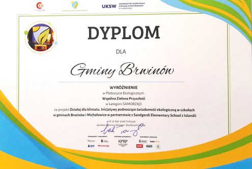 Projekt „Działaj dla klimatu”, zrealizowany w brwinowskich szkołach podstawowych, otrzymał wyróżnie…